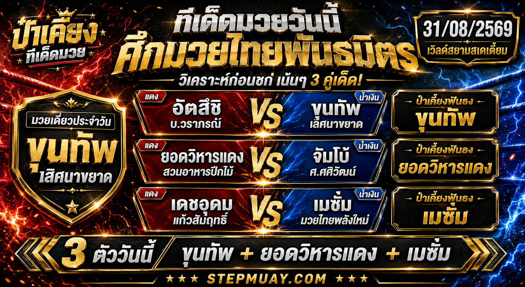 ป๋าเคี้ยงทีเด็ดมวย วันที่ 31/08/2569