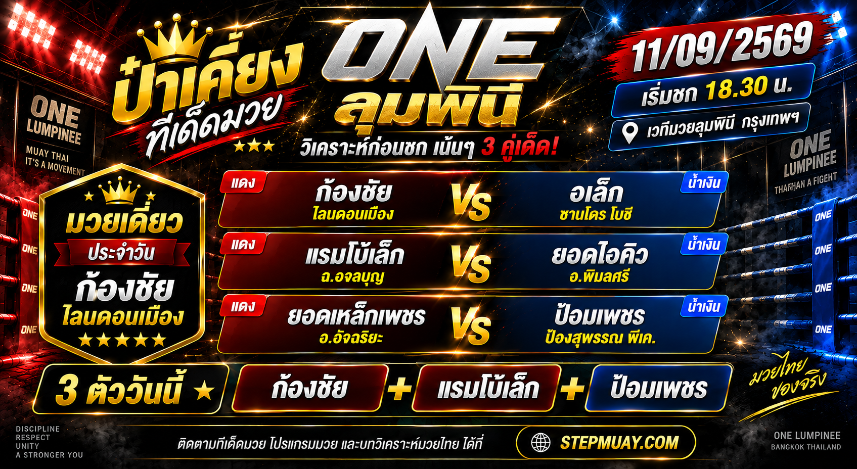 ป๋าเคี้ยงทีเด็ดมวย วันที่ 11/09/2569