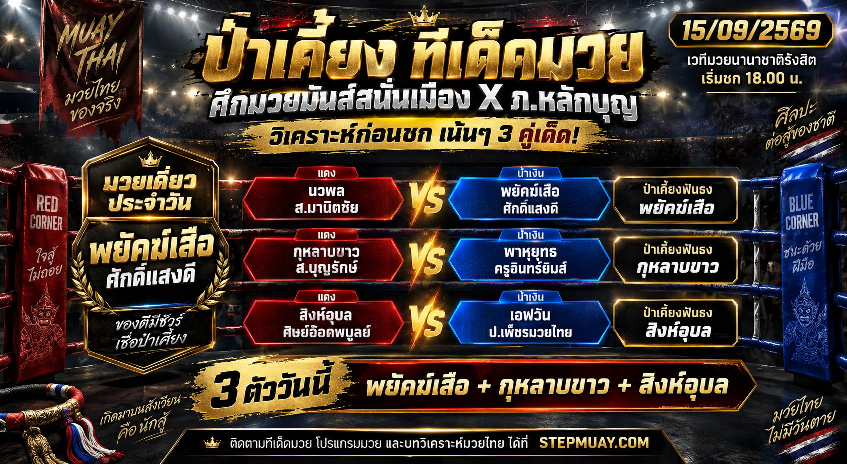 ป๋าเคี้ยงทีเด็ดมวย วันที่ 15/09/2569