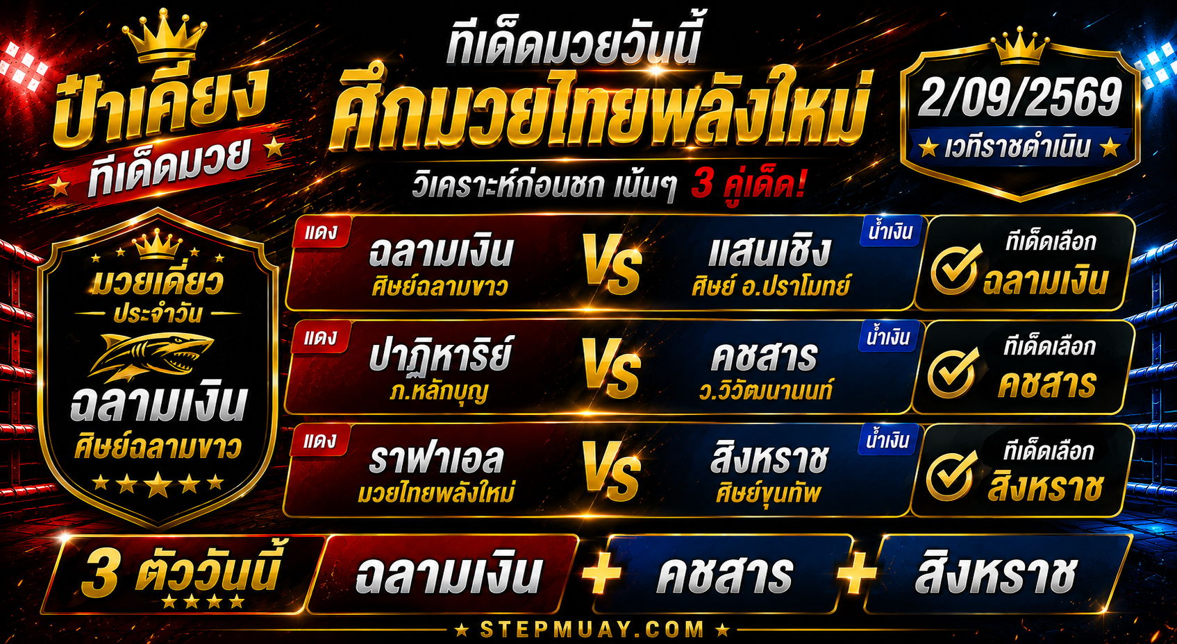 ป๋าเคี้ยงทีเด็ดมวย วันที่ 2/09/2569