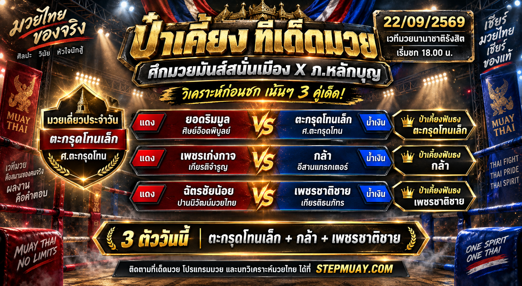 ป๋าเคี้ยงทีเด็ดมวย วันที่ 22/09/2569