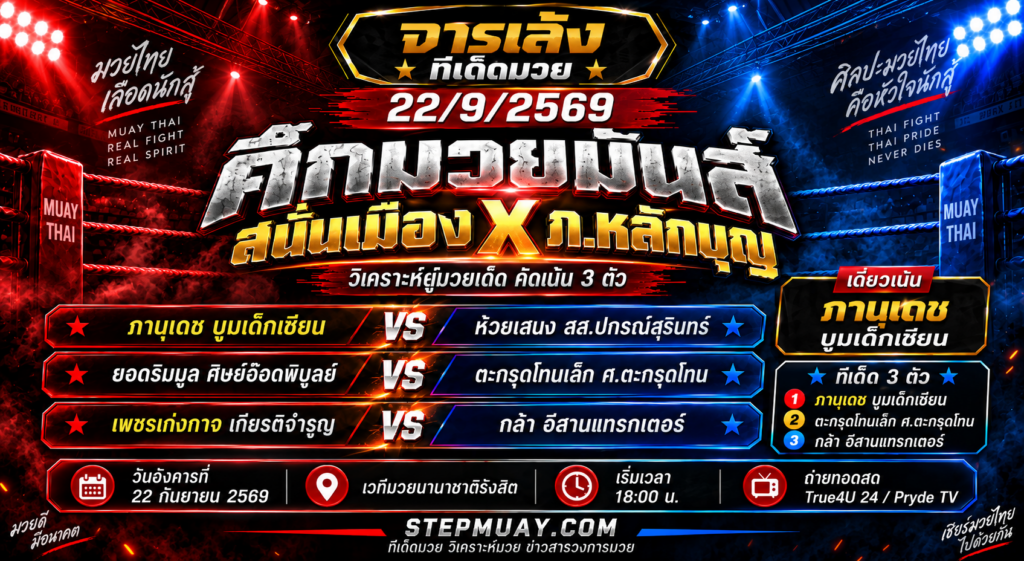 จารเล้ง ทีเด็ดมวย 22/9/2569