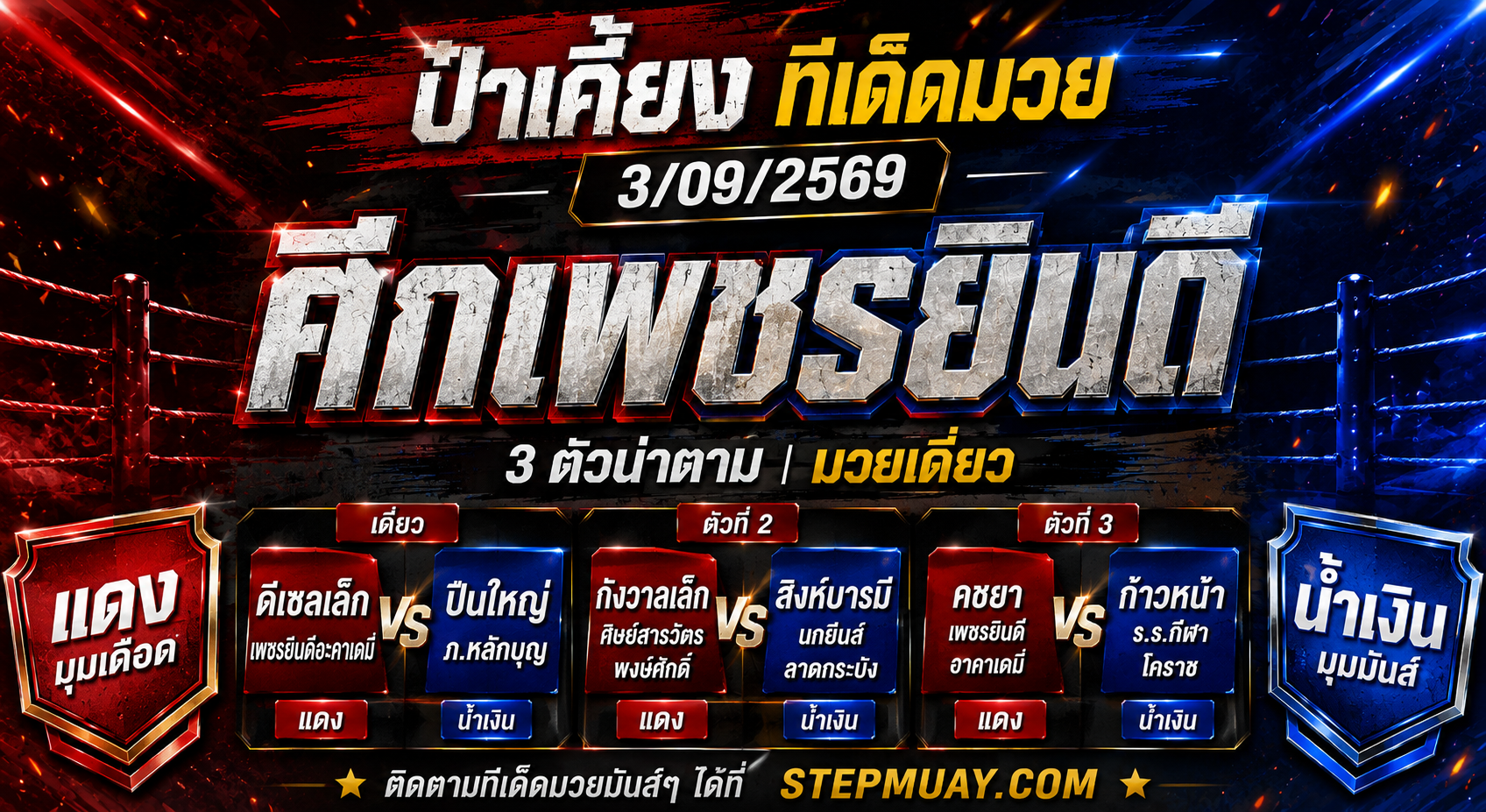 ป๋าเคี้ยงทีเด็ดมวย วันที่ 3/09/2569