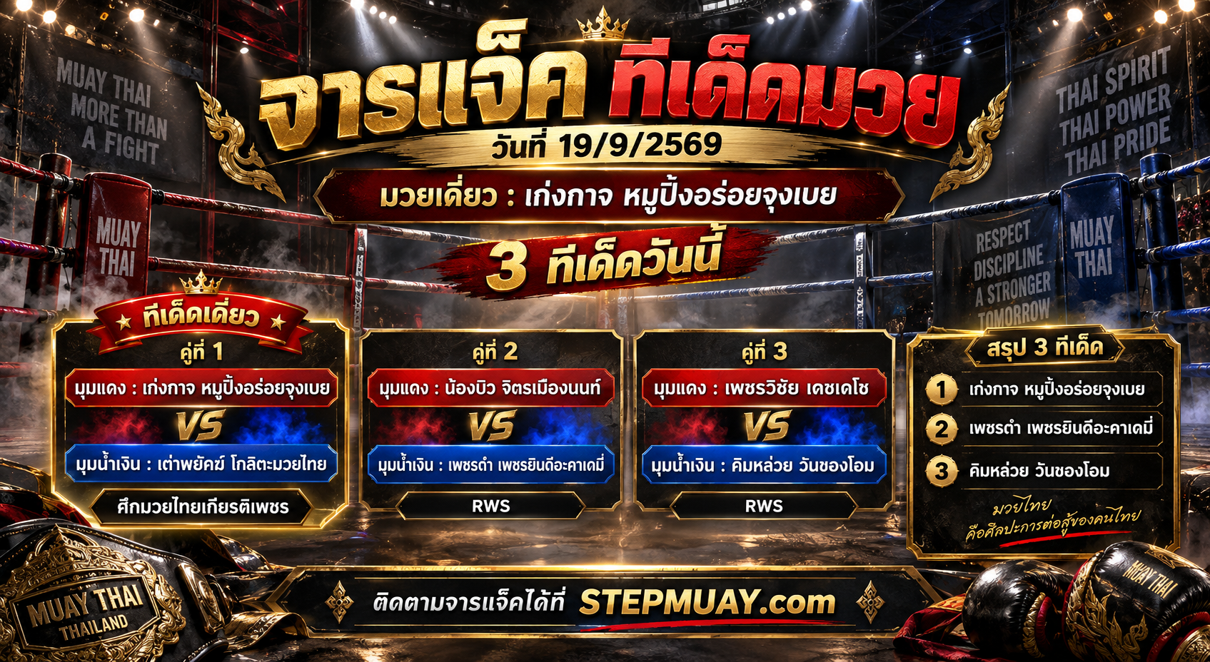 จารแจ็คทีเด็ดมวย 19/9/2569