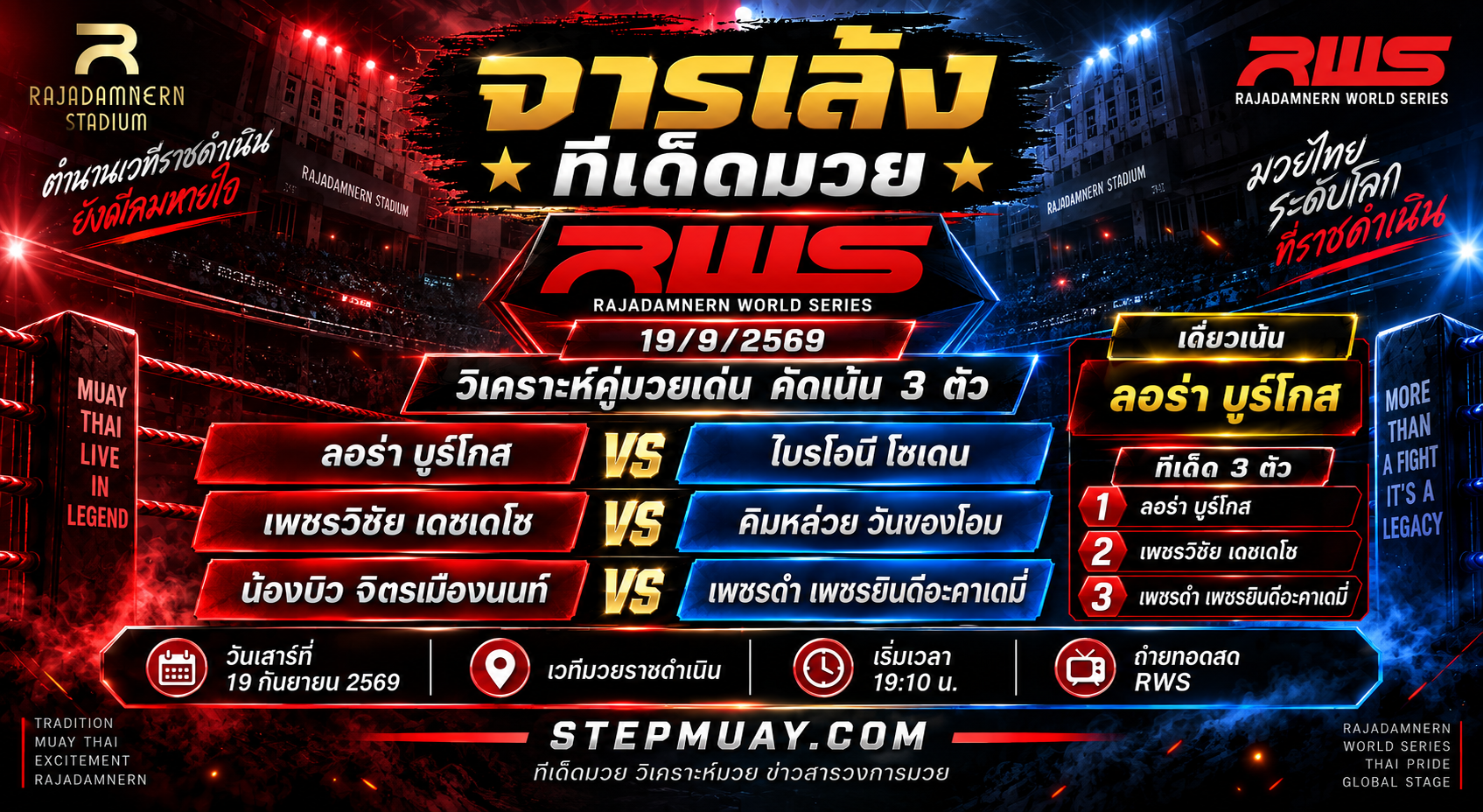 จารเล้ง ทีเด็ดมวย 19/9/2569